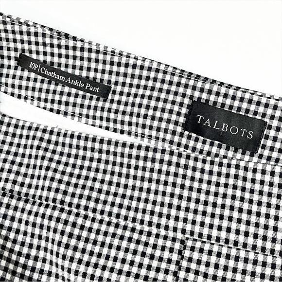 Talbots Chatham Ankle Pants 10P 10 petite black white gingham check lightweight - Picture 6 of 12